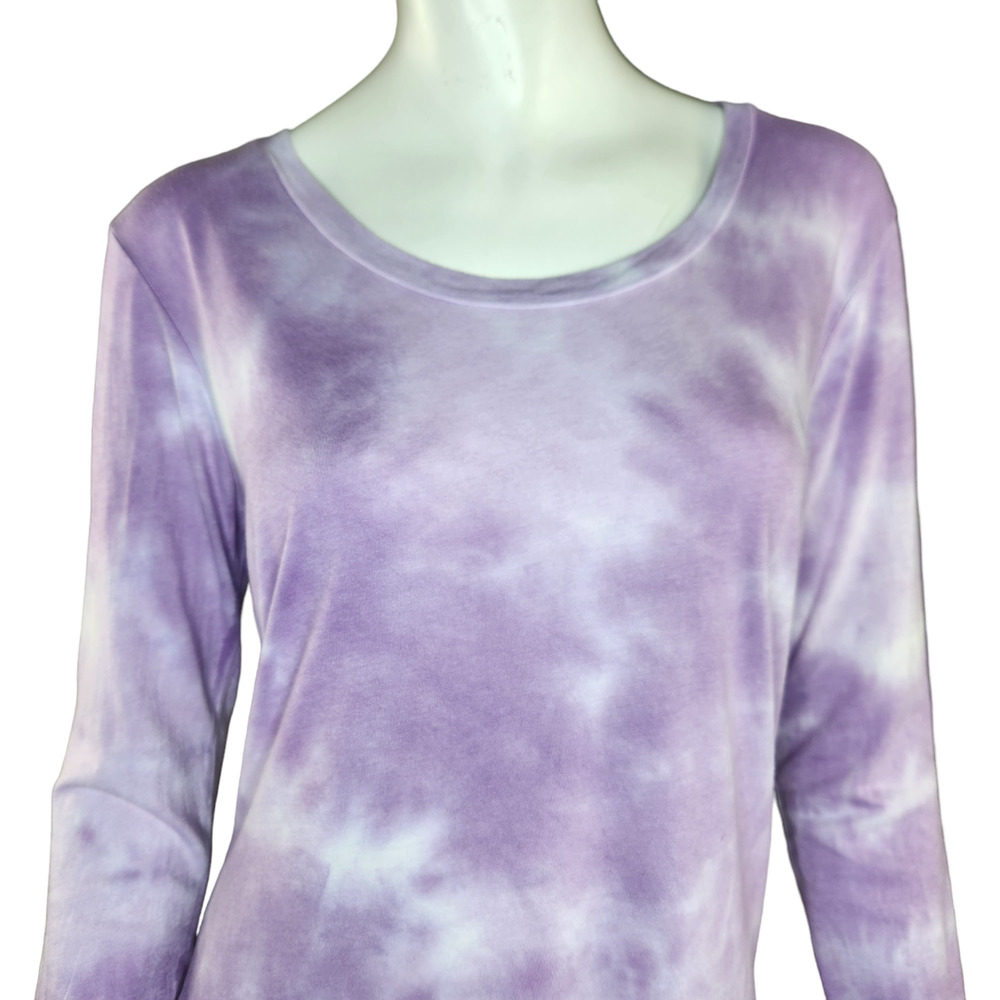 Sundry Lilac Purple White Tye-Dye Long Sleeve Round Neckline Shirt Size‎ 2 NWT - Picture 2 of 13